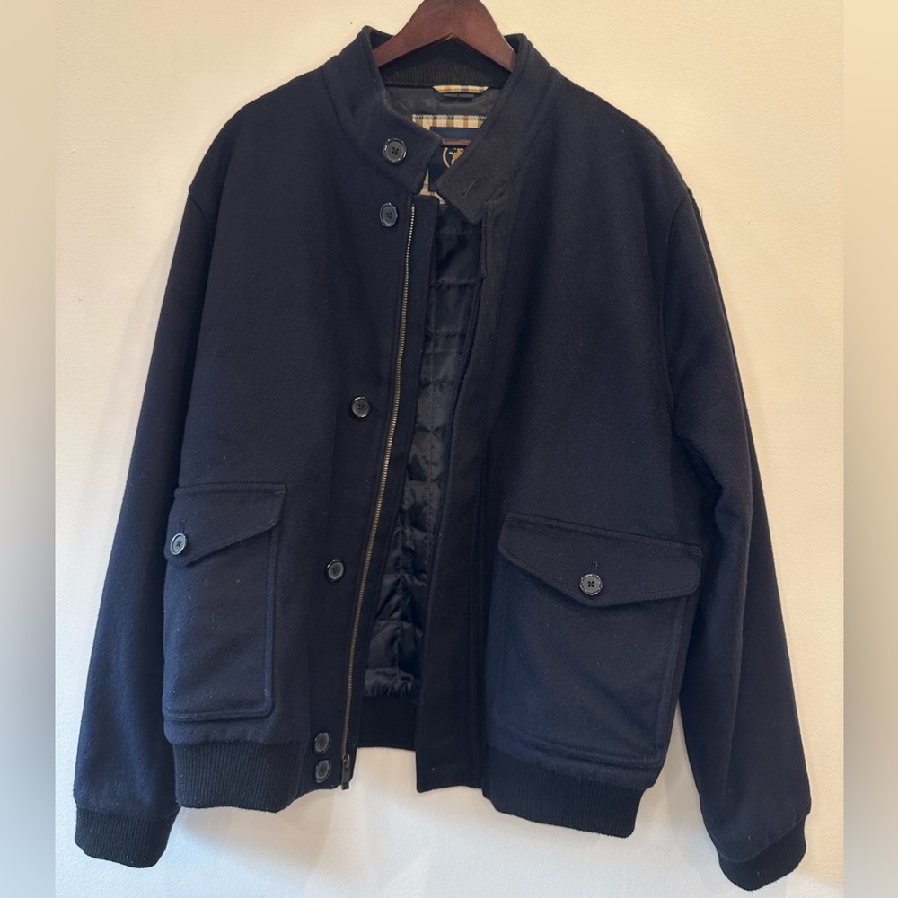 Hart Schaffner Marx Navy Wool Cashmere Smart Coat Large